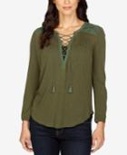 Lucky Brand Lace-up Peasant Top