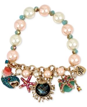Betsey Johnson Gold-tone Sea Creature Multi-charm Imitation Pearl Bracelet