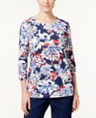 Alfred Dunner Petite Uptown Girl Printed Embellished Top