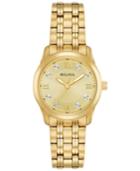 Bulova Women's Diamond Accent Gold-tone Stainless Steel Bracelet Watch 30mm 97p119, A Macy's Exclusive Style
