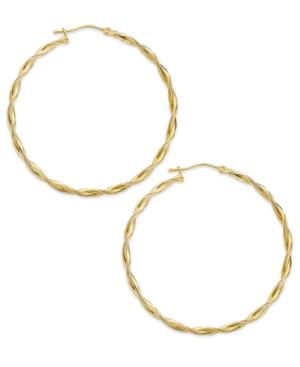 Polished Twist Hoop Earrings In Italian 14k Gold