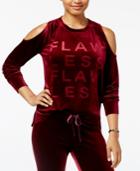 Material Girl Active Juniors' Velour Cold-shoulder Sweatshirt, Created For Macy's