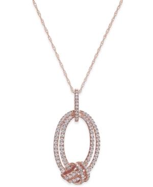 Diamond Pave Double Oval Knot Pendant Necklace (3/8 Ct. T.w.) In 14k Rose Gold