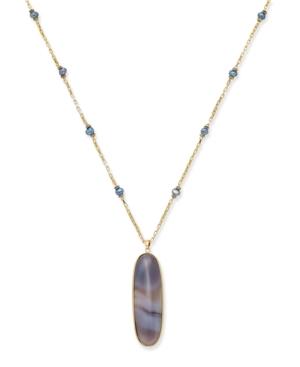 Paul & Pitu Naturally 14k Gold-plated Oval Gray Stone Pendant Necklace