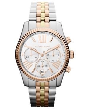 Michael Kors Watch, Women's Chronograph Lexington Tri-tone Stainless Steel Bracelet 38mm Mk5735