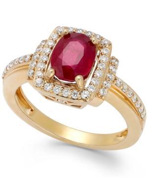 Ruby (1-1/2 Ct. T.w.) And Diamond (1/3 Ct. T.w.) Ring In 14k Rose Gold
