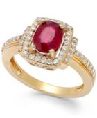 Ruby (1-1/2 Ct. T.w.) And Diamond (1/3 Ct. T.w.) Ring In 14k Rose Gold