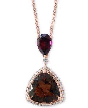 Effy Multi-gemstone (4-1/4 Ct. T.w.) & Diamond (1/6 Ct. T.w.) 18 Pendant Necklace In 14k Rose Gold