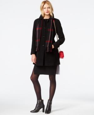 London Fog Peacoat With Plaid Scarf