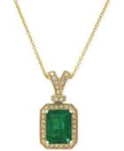 Brasilica By Effy Emerald (2-1/5 Ct. T.w.) And Diamond (1/5 Ct. T.w.) Pendant Necklace In 14k Gold