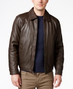 Nautica Men's Big And Tall Point Collar Leather Jacket
