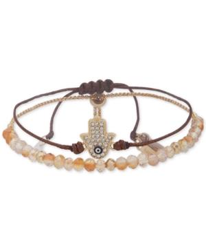 Lonna & Lilly Gold-tone Crystal Hamsa Hand Bead And Cord Bolo Bracelet, Created For Macy's