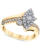 Diamond Marquise-cluster Twist Engagement Ring (5/8 Ct. T.w.) In 14k Gold