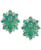 Emerald (1-1/4 Ct. T.w.) & Diamond Accent Stud Earrings In 14k Gold