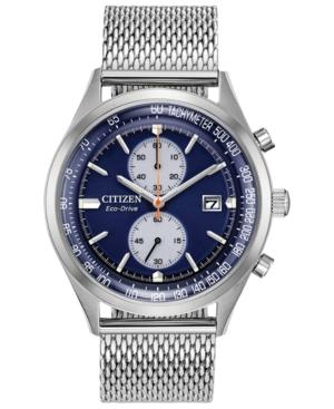 Citizen Eco-drive Men's Chronograph Chandler Stainless Steel Mesh Bracelet Watch 43mm