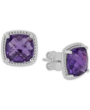 Smoky Quartz Rope Frame Stud Earrings (8 Ct. T.w.) In Sterling Silver (also In Blue Topaz, Light Amethyst & Dark Amethyst)