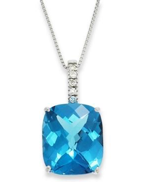 14k White Gold Necklace, Blue Topaz (7 Ct. T.w.) And Diamond Pendant