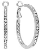 Touch Of Silver Silver-plated Crystal Hoop Earrings, 35mm