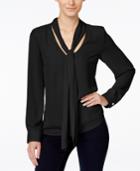 Inc International Concepts Long-sleeve Tie-neck Blouse, Only At Macy's