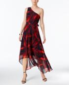 Vince Camuto Printed One-shoulder Dress
