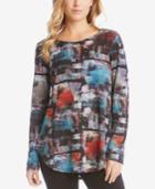 Karen Kane Brushstroke-print Top