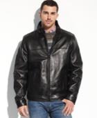 Tommy Hilfiger Jacket, Smooth Lamb Leather Stand Collar Jacket