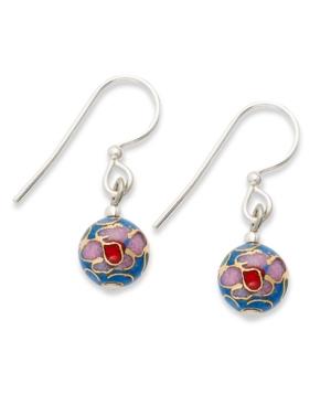 Jody Coyote Sterling Silver Earrings, Cloisonne Bead Earrings