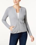 Charter Club Cotton Quilted Zip-front Cardigan, Created For Macy's