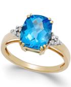 Blue Topaz (3-3/4 Ct. T.w.) And Diamond Accent Ring In 14k Gold