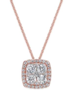 Diamond Cluster Halo Pendant Necklace (7/8 Ct. T.w.) In 14k Rose Gold