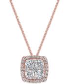 Diamond Cluster Halo Pendant Necklace (7/8 Ct. T.w.) In 14k Rose Gold