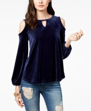 Vintage America Molly Velvet Cold-shoulder Top