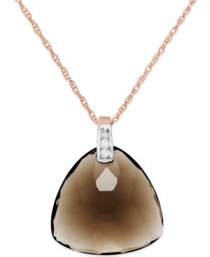 Smoky Quartz (6-1/3 Ct. T.w.) And Diamond Accent Pendant Necklace In 14k Rose Gold