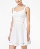 B Darlin Juniors' Textured Crochet-trim Fit & Flare Dress