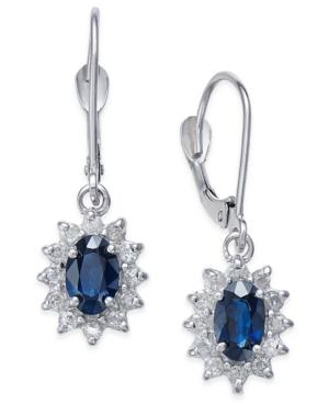 Sapphire (1-1/5 Ct. T.w.) And Diamond (1/3 Ct. T.w.) Drop Earrings In 14k White Gold