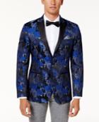 Tallia Men's Slim-fit Blue And Black Floral Pattern Dinner Jacket