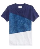 Guess Men's Pieced Colorblocked Split-neck Cotton T-shirt
