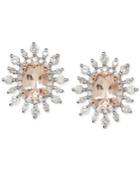 Morganite (9/10 Ct. T.w.) And Diamond (3/8 Ct. T.w.) Stud Earrings In 14k Rose Gold