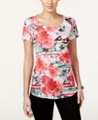Style & Co. Petite Embellished Floral-print Top, Only At Macy's