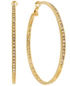 Hint Of Gold Crystal Hoop Earrings In 14k Gold-plated Brass, 70mm