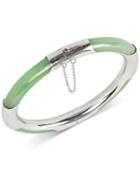Dyed Green Jade (7mm) Bangle Bracelet In Sterling Silver