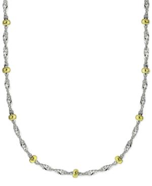 Giani Bernini Singapore Chain And Bead Station Necklace In Sterling Silver And 24k Gold Over Sterling Silver