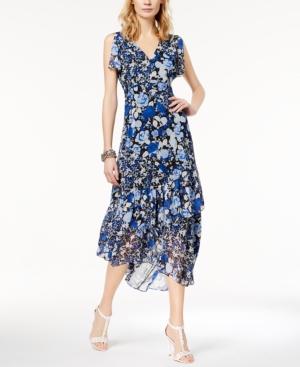 Inc International Concepts Asymmetrical Split-sleeve Midi Dress, Created For Macy's