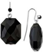 2028 Silver-tone Black Stone Drop Earrings, A Macy's Exclusive Style