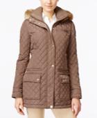 Calvin Klein Faux-fur-trim Water Resistant Hooded Quilted Coat