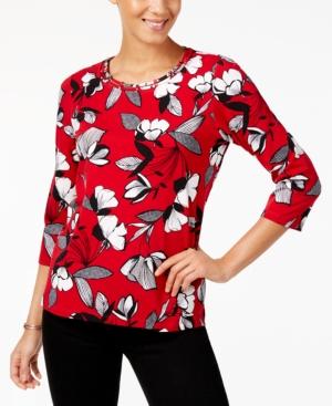 Alfred Dunner Studded 3/4-sleeve Top