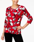 Alfred Dunner Studded 3/4-sleeve Top