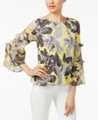 Alfani Petite Ruffle-sleeve Top, Only At Macy's