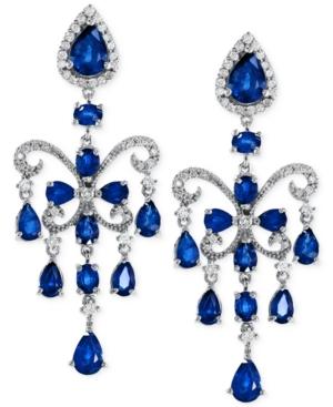 Effy Sapphire (7-1/2 Ct. T.w.) And Diamond (5/8 Ct. T.w.) Chandelier Earrings In 14k White Gold