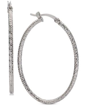 Giani Bernini Medium Textured Oval Hoop Earrings In Sterling Silver, Created For Macy's